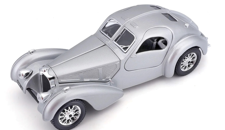 Metalowy model samochodu BBurago Bugatti Atlantic 1936 1:24 srebrny (4893993220922) - obraz 5