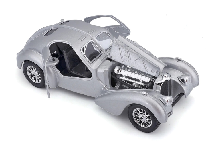 Metalowy model samochodu BBurago Bugatti Atlantic 1936 1:24 srebrny (4893993220922) - obraz 9