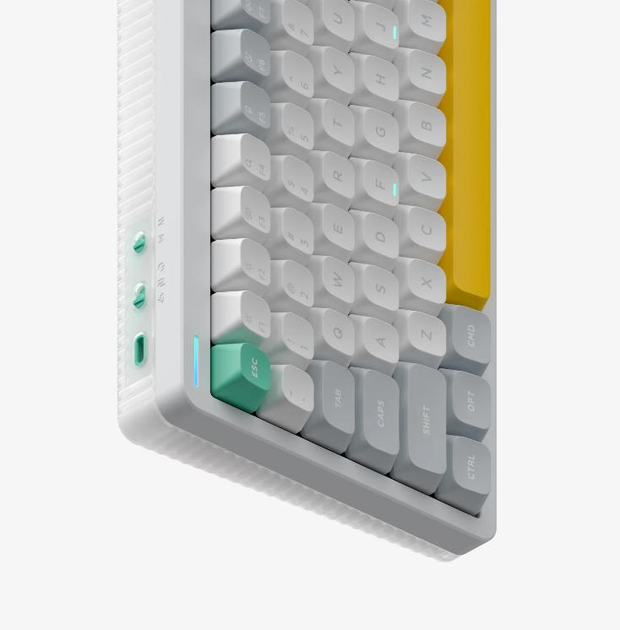 Бездротова механічна клавіатура NuPhy Halo75 V2 / Raspberry (linear, 46gf) / Color - Ionic White / Hot-Swappable, RGB, ANSI US - зображення 3