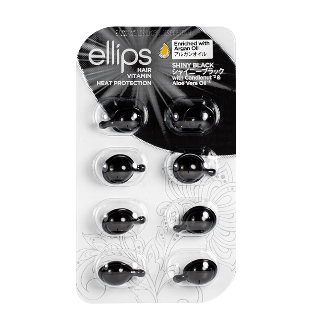 Вітаміни для волосся Ellips Hair Vitamin Shiny Black з горіховою олією та олією алое вера 8 шт*1 мл - Фото 1 Вітаміни для волосся Ellips Hair Vitamin Shiny Black з горіховою олією та олією алое вера 8 шт*1 мл - зображення 1