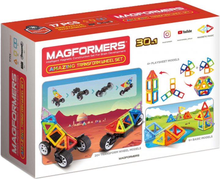 Magnetyczne klocki Magformers Autoraid 17 elementów (730658070192) - obraz 1