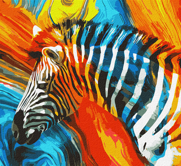 Malowanie po numerach Ideyka Kolorowa zebra 50x50 cm (4823104330486) - obraz 1