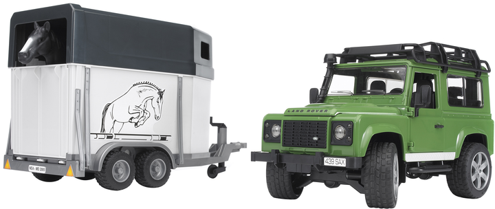 Zabawka Bruder Jeep Land Rover Defender z przyczepą i konikiem M1:16 (4001702025335) - obraz 1