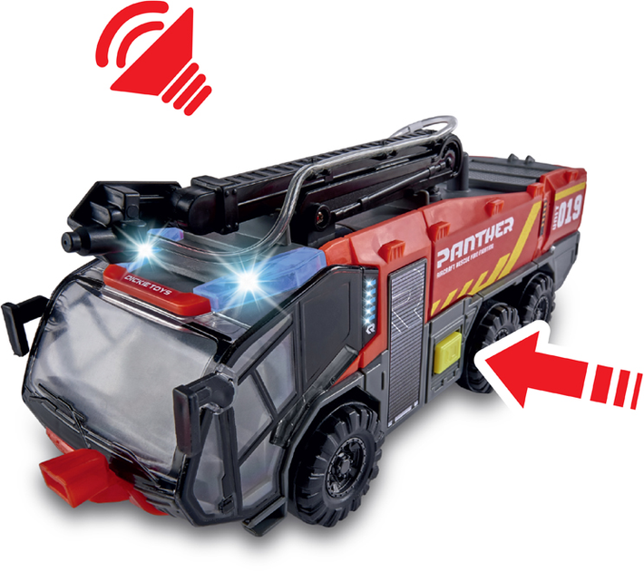 Samochód strażacki lotniska Dickie Toys Panther z efektami dźwiękowymi i świetlnymi (4006333066870) - obraz 6