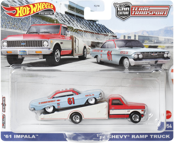 Набір колекційних моделей машинок Hot Wheels Car Culture '61 Impala та транспортер '72 Chevy Ramp Truck (194735102303) - зображення 1