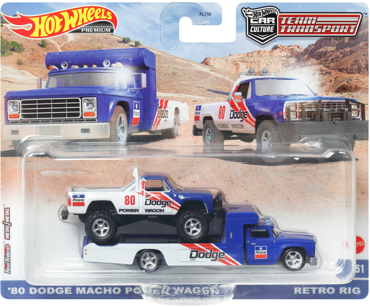 Kolekcjonerski samochodzik Hot Wheels '80 Dodge Macho Power Wagon i transporter Retro Rig z serii Car Culture (194735102310) - obraz 8