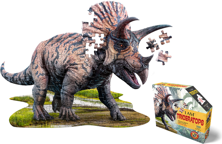 Puzzle I AM Dinozaur Triceratops 100 elementów (40232427619) - obraz 3