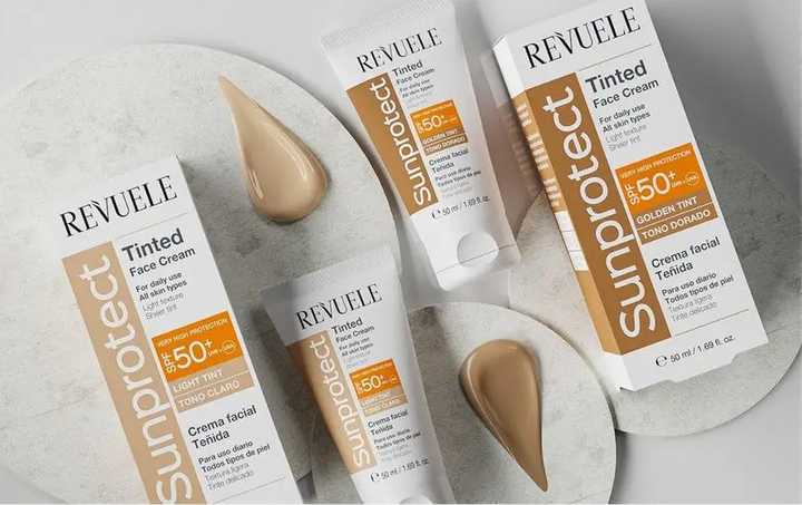 Крем для лица Revuele Sunprotect солнцезащитный тонирующий SPF 50+ тон Golden Tint Золотистый оттенок (5060565106062) - изображение 2