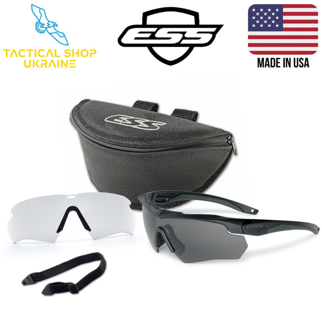 Балістичні окуляри ESS Crossbow Black 2 Lens Kit w/Clear & w/Smoke Gray - зображення 1