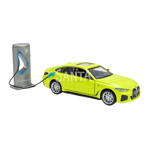 Машинка металлическая электро 1:34 BMW I4 M50 БМВ салатовая свет звук откр двери 14*5,5*4см (68714) - изображение 7