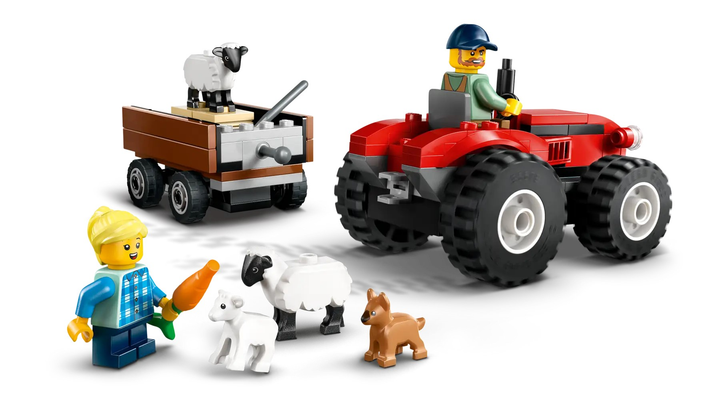 Zestaw klocków LEGO City Czerwony traktor z przyczepą i owcą 116 elementów (60461) - obraz 2