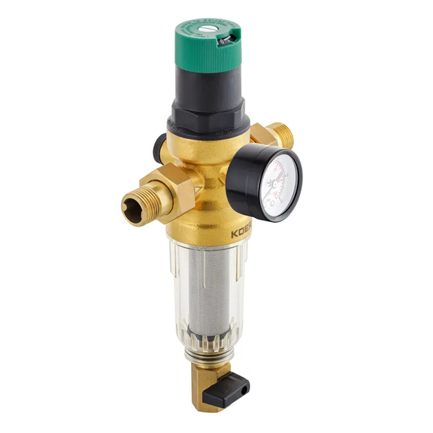 Фільтр самоочисний з редуктором тиску та манометром KOER KR.1242 - 1/2" НР (KR3187) - Фото 1 Фільтр самоочисний з редуктором тиску та манометром KOER KR.1242 - 1/2" НР (KR3187) - зображення 1