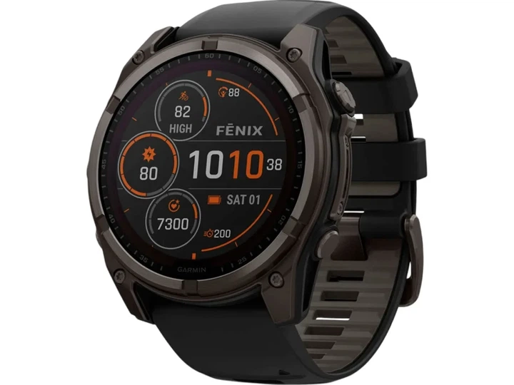 Спортивний годинник Garmin Fenix 8 51mm Solar Sapphire Carbon Gray DLC Titanium w. Black/Pebble Gray S. Band (010-02907-10/11) - Фото 1 Спортивний годинник Garmin Fenix 8 51mm Solar Sapphire Carbon Gray DLC Titanium w. Black/Pebble Gray S. Band (010-02907-10/11) - изображение 1