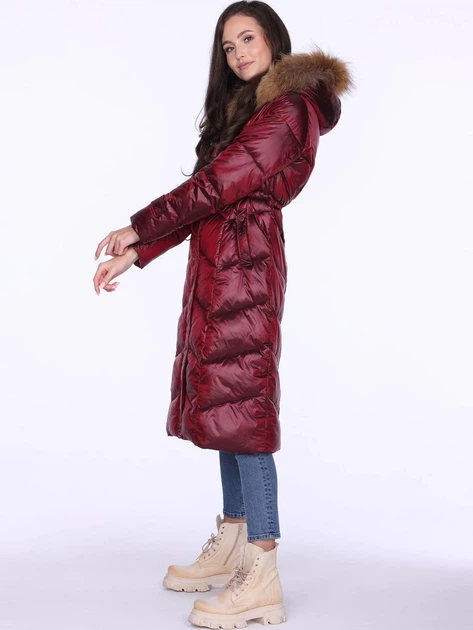 Пуховик зимовий довгий жіночий PERSO BLH220032FR 2XL Винний (5908312938828) - зображення 3