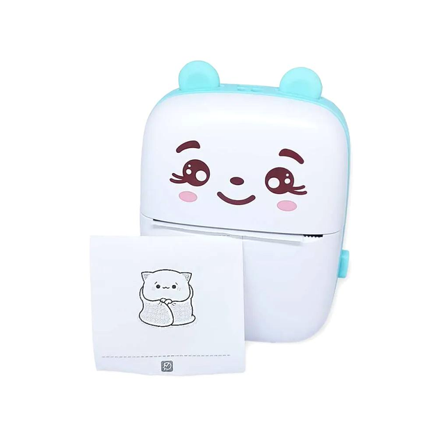 Мини принтер портативный беспроводной Mini Printer для фото, наклеек, чеков, этикеток, раскрасок Голубой - изображение 2