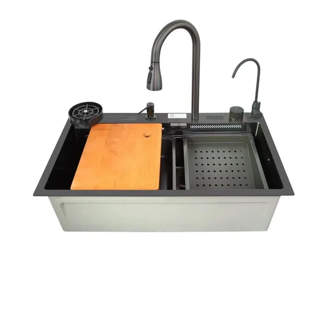 Мийка багатофункціональна Zerix ZH7546-SET-07 DECOR NANO-BLACK з