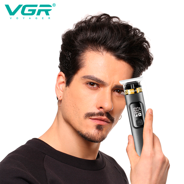 Триммер аккумуляторный VGR V-985, 4 насадки, LED дисплей - изображение 6