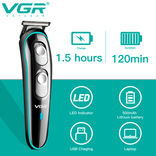Триммер аккумуляторный VGR V-055 с регулятором высоты, 4 насадки - изображение 6