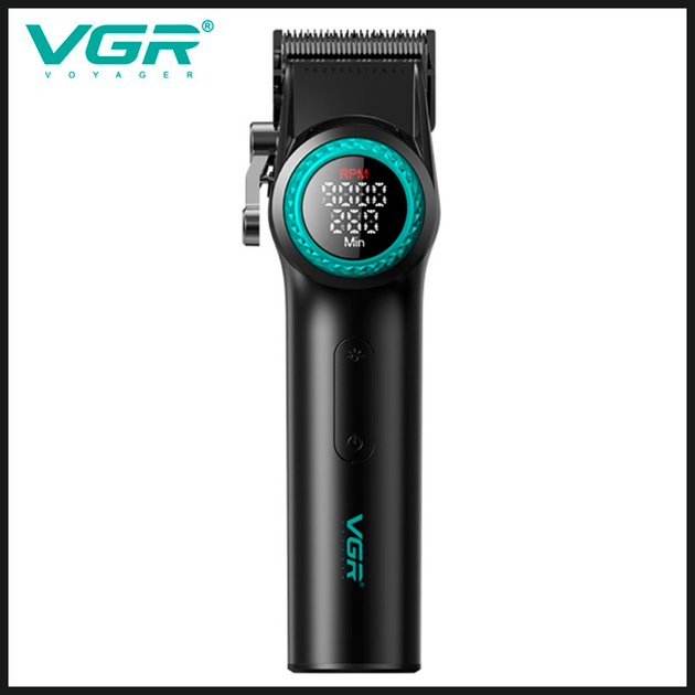 Аккумуляторная машинка для стрижки VGR V-001, 10 насадок, 9000 RPM, АКБ 4600 mAh, LED дисплей - изображение 5