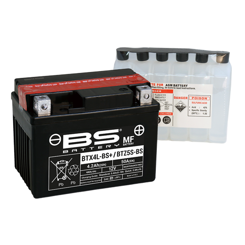Акумулятор BS BTX4L+/BTZ5S SLA (113 x 70 x 85) (12V 4.2Ah) чорний 300669 - изображение 2