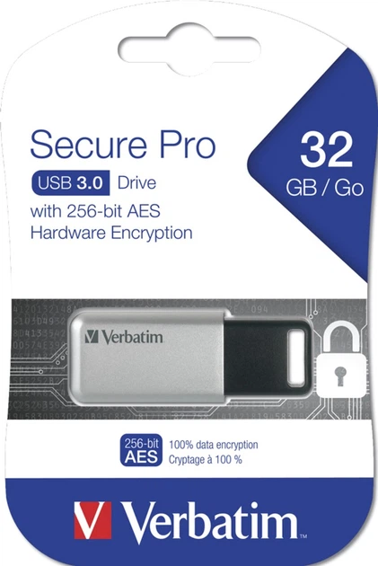 Pendrive USB Verbatim Secure Pro 32GB USB 3.2 Gen1 Silver/Black (0023942986652) - obraz 4