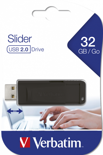 Флеш память USB Verbatim Store 'n' Go Slider 32GB USB 2.0 Black (98697) - изображение 5