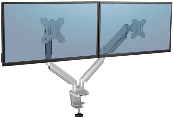 Uchwyt biurkowy do monitora Fellowes Platinum  Dual Monitor Arm 10-32" Silver (8056501) - obraz 2