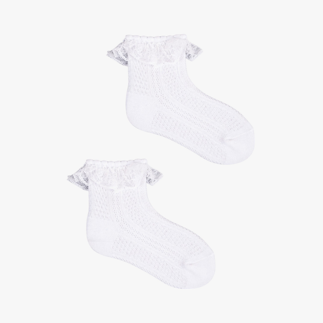 Набір шкарпеток дитячий YOCLUB 3Pack Girl's Socks With Frill SKL-0009G-0100 3-6 3 пари White (5904921620789) - зображення 2