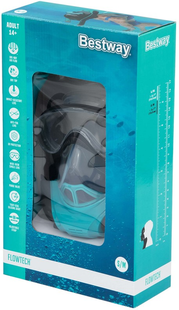 Повнолицева маска Bestway Flowtech S/M Blue (6941607331286) - зображення 9