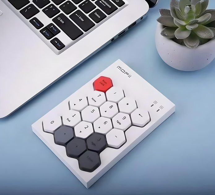 Numpad клавіатура MOFII SK-660AGC цифрова бездротова USB 2.4G, біла - зображення 3