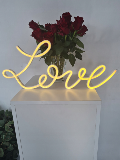 Dekoracyjny neon LED PartyDeco Love 61 x 27.4 cm White (5056577713220)   - obraz 2