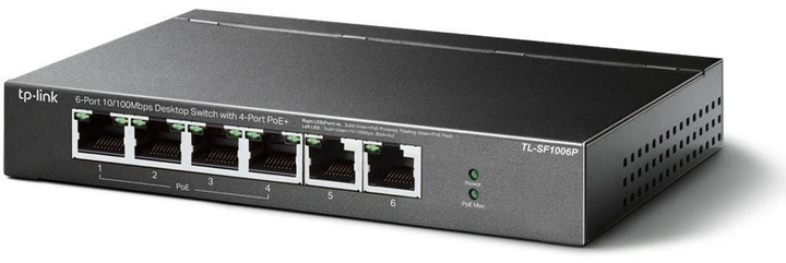 Комутатор Tp-link TL-SF1006P unmanaged, 4x10/100Base-TX PoE+, 250m ...