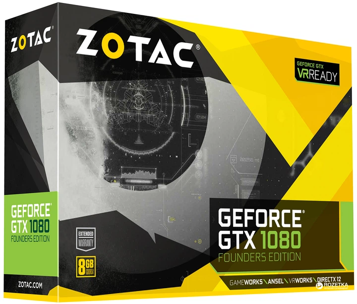 Видеокарта Zotac PCI-Ex GeForce GTX 1080 Founders Edition 8GB