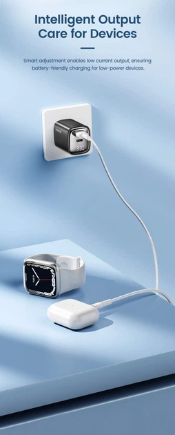 Зарядное устройство Toocki 33W GaN TypeC USB LED-дисплей PD+QC Быстрая зарядка для Apple iPhone, iPad, Samsung, Xiaomi Black (6976018376601) - изображение 3