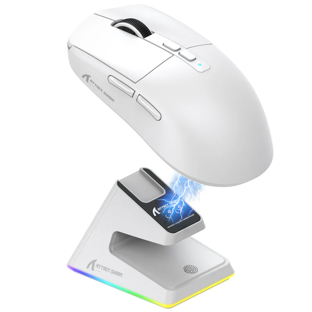 Бездротова акумуляторна миша, Attack Shark X6, PixArt PAW3395, 26000DPI White, WIRED+2.4G+BT5.2 - изображение 3