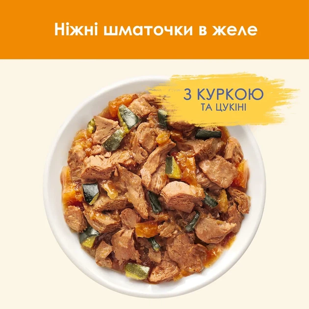 Вологий корм CAT CHOW Adult для дорослих котів шматочки в желе з куркою та цукіні 85 г - изображение 4