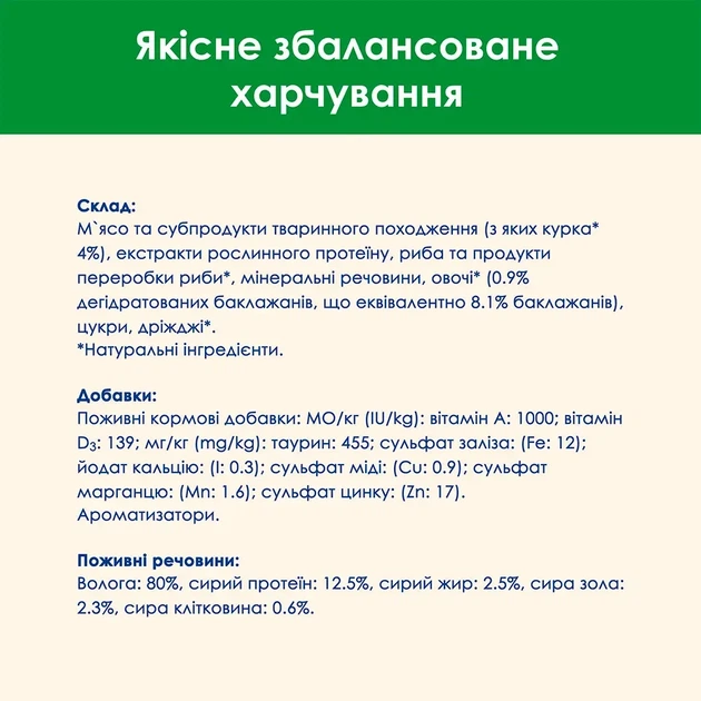 Вологий корм CAT CHOW Sterilised для дорослих котів після стерилізації шматочки у підливці з куркою та баклажанами 85 г - изображение 7