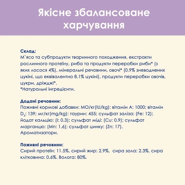 Вологий корм CAT CHOW Sensitive для дорослих котів шматочки у підливці з лососем та цукіні 85 г - Фото 6 Вологий корм CAT CHOW Sensitive для дорослих котів шматочки у підливці з лососем та цукіні 85 г - изображение 6