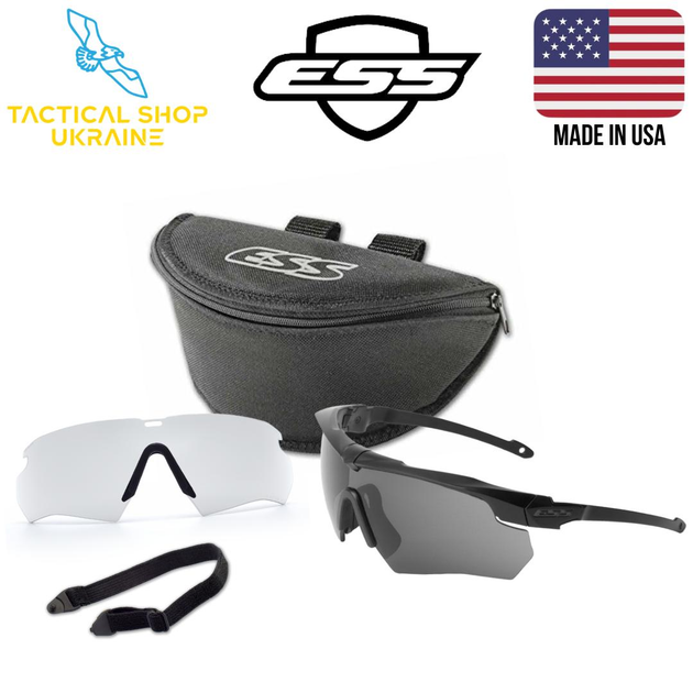 Балістичні окуляри ESS Crossbow Suppressor Black 2 Lens Kit w/Clear & w/Smoke Gray - зображення 1