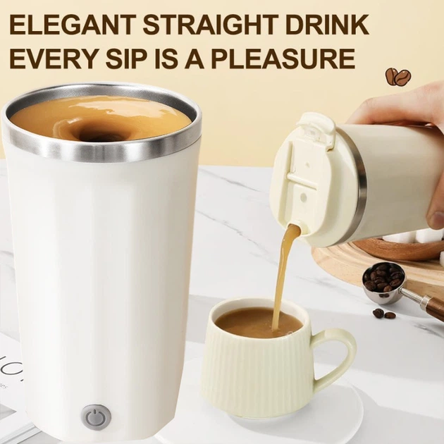 Автоматическая чашка мешалка-термос A-Plus Mixing Cup 2в1 400мл термокружка с магнитом Белая - изображение 2