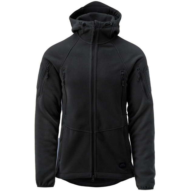 Тактическая флисовая кофта Helikon Patriot Mk2 Hybrid Fleece с капюшоном black черная XS - изображение 1