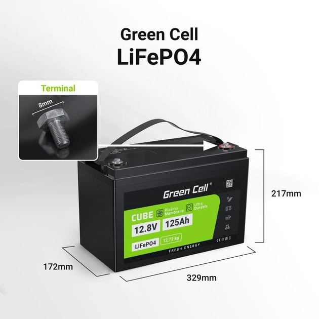 Акумулятор літієвий Green Cell LifePo4 125Ah 12.8V CAV13 - изображение 2