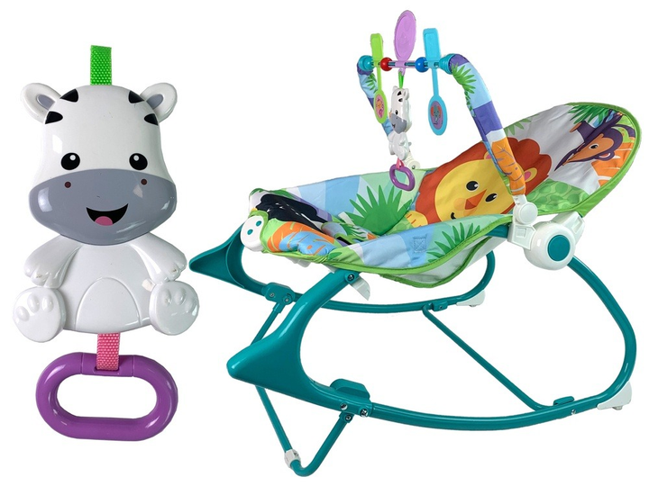 Kolyska bujaczek LEAN Toys 2 w 1 wibracja i dźwięk Lew Turkusowy (5904204755184) - obraz 3
