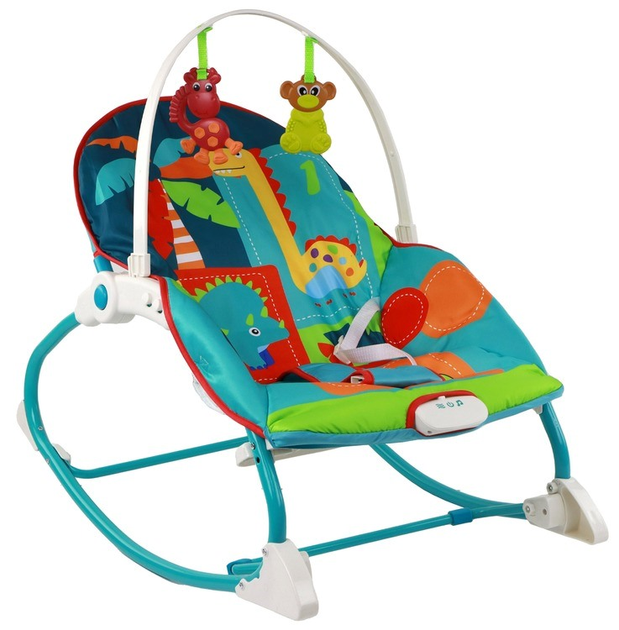 Kolyska bujaczek LEAN Toys 2 w 1 wibracja i dźwięk dinozaury (5905679077726) - obraz 3