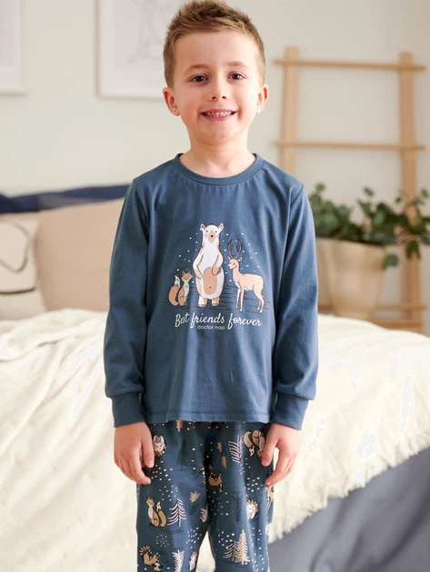 Piżama chłopięca ze spodniami i długim rękawem Doctor Nap PDU.4324 110-116 cm Granatowa (5902701184087) - obraz 4