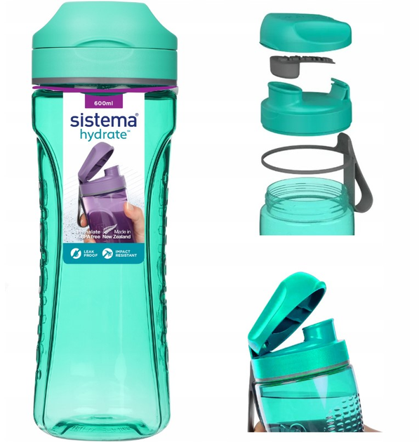 Пляшка для води Sistema Tritan Swift 600 ml Зелена (5744001131473) - зображення 4