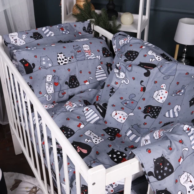 Комплект постельного белья в кроватку детский Mirson 110x140 см Kids Time 17-0671 With Love Cats Бязь (2200010178968) - изображение 5