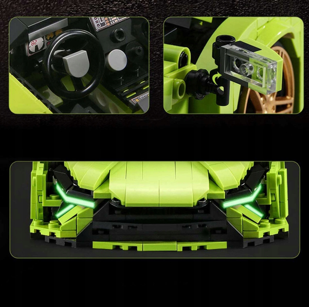 Конструктор детский машина MOULD KING TECHNIC " Lamborghini " Sian Sierne зеленый 1168 деталей (10011 ) - изображение 6