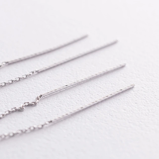 Серьги-протяжки в белом золоте с07109 Онікс - изображение 3