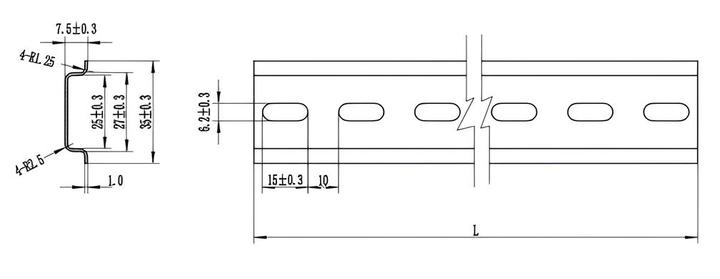 DIN-рейка Delock 19" 35 x 7.5 мм Сталь (4043619661879) - зображення 2